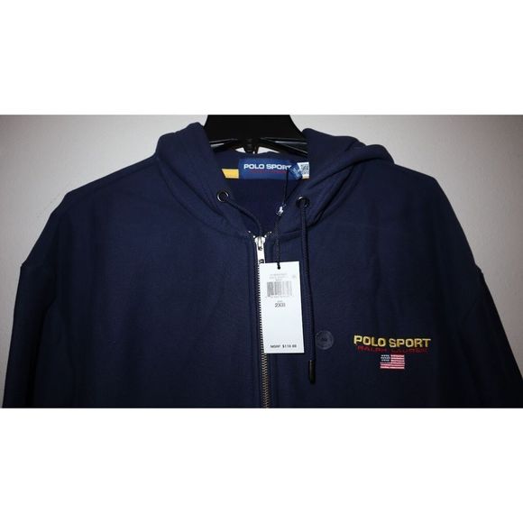 Polo Ralph Lauren Men's Sz 2XB Navy Full Zip Hooded Thick Fleece Jacket $110 - Picture 4 of 8